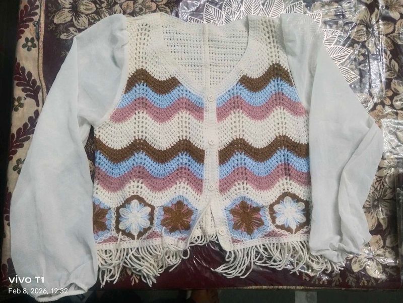 Handmade Crochet Vest with Fringe