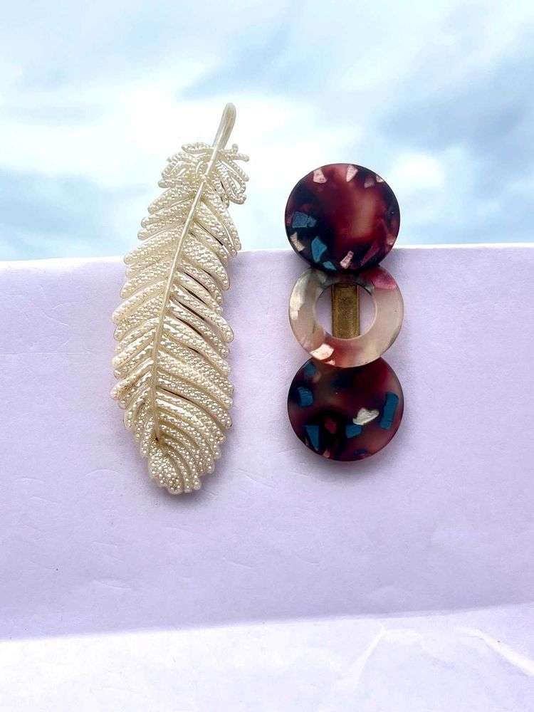 Elegant Feather &amp; Tortoise Hair Clip Set