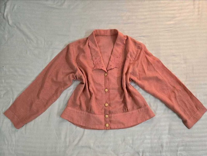 Elegant Peach Collared Blouse