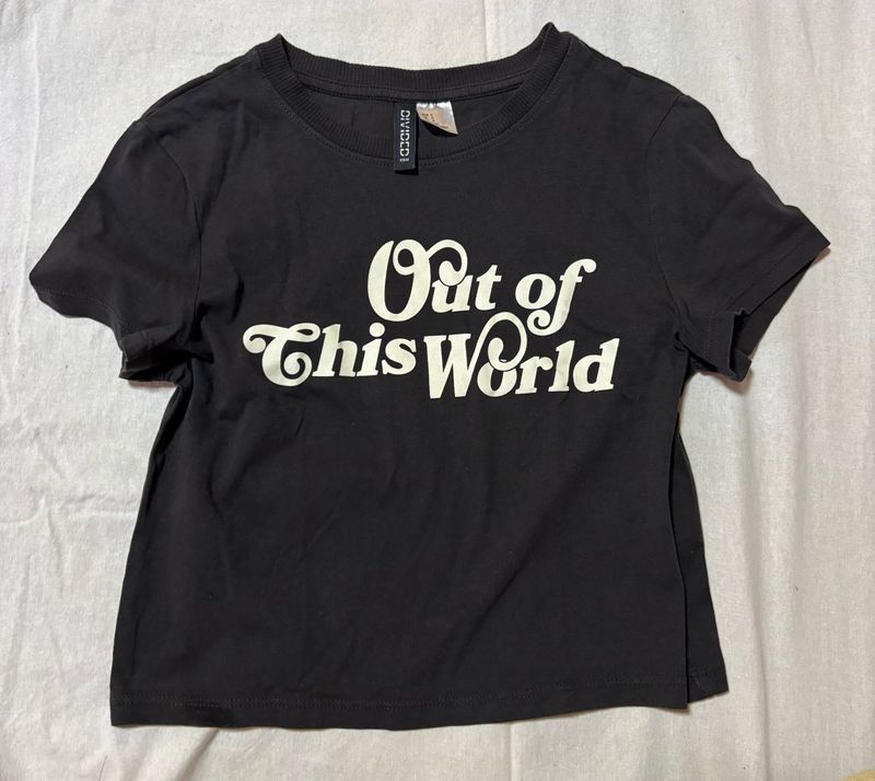 Black "Out of This World" H&amp;M Crop Top