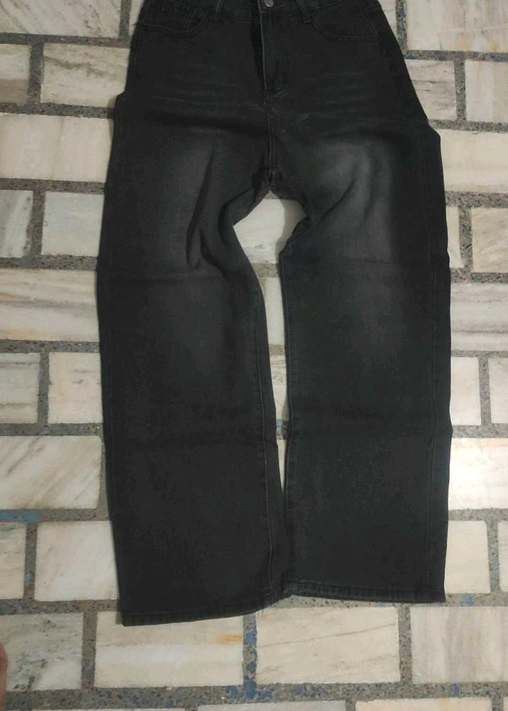 black baggy wide leg jeans