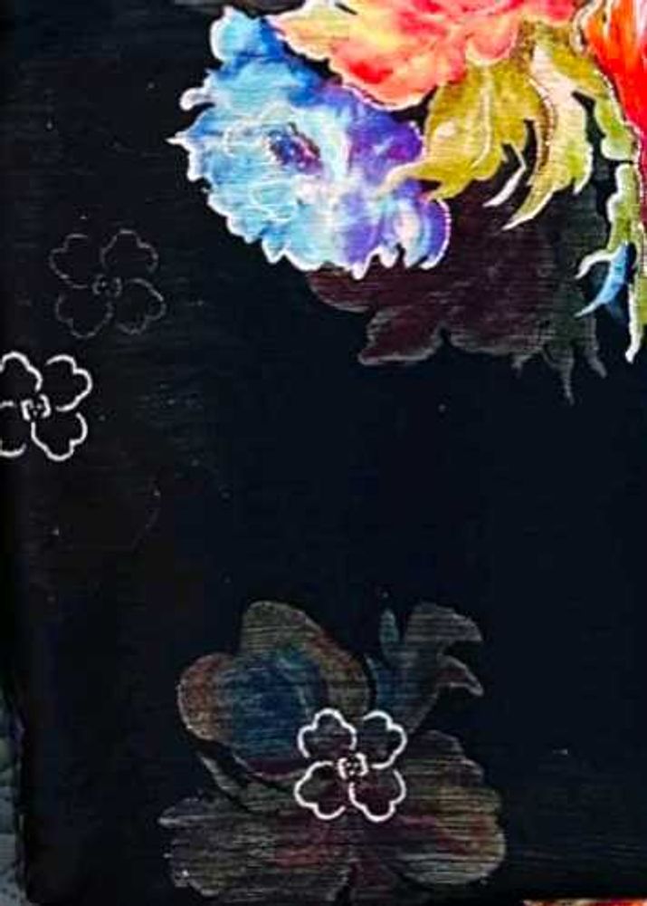 Elegant Black Saree with Floral Print