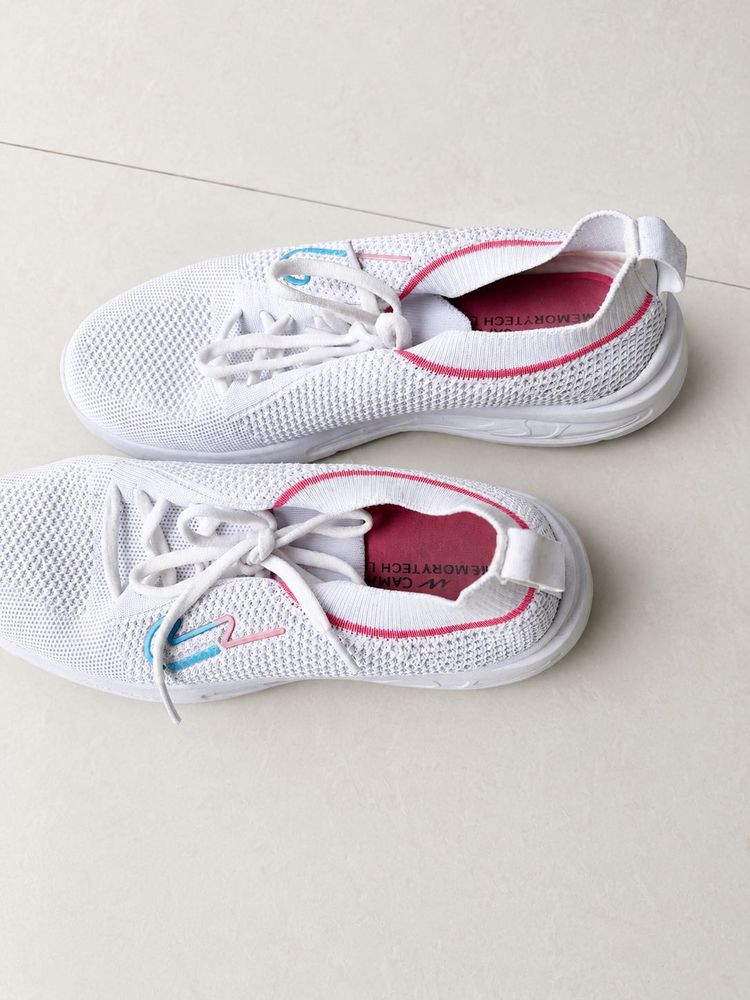 White  Sneakers with Pink &amp; Blue Accents