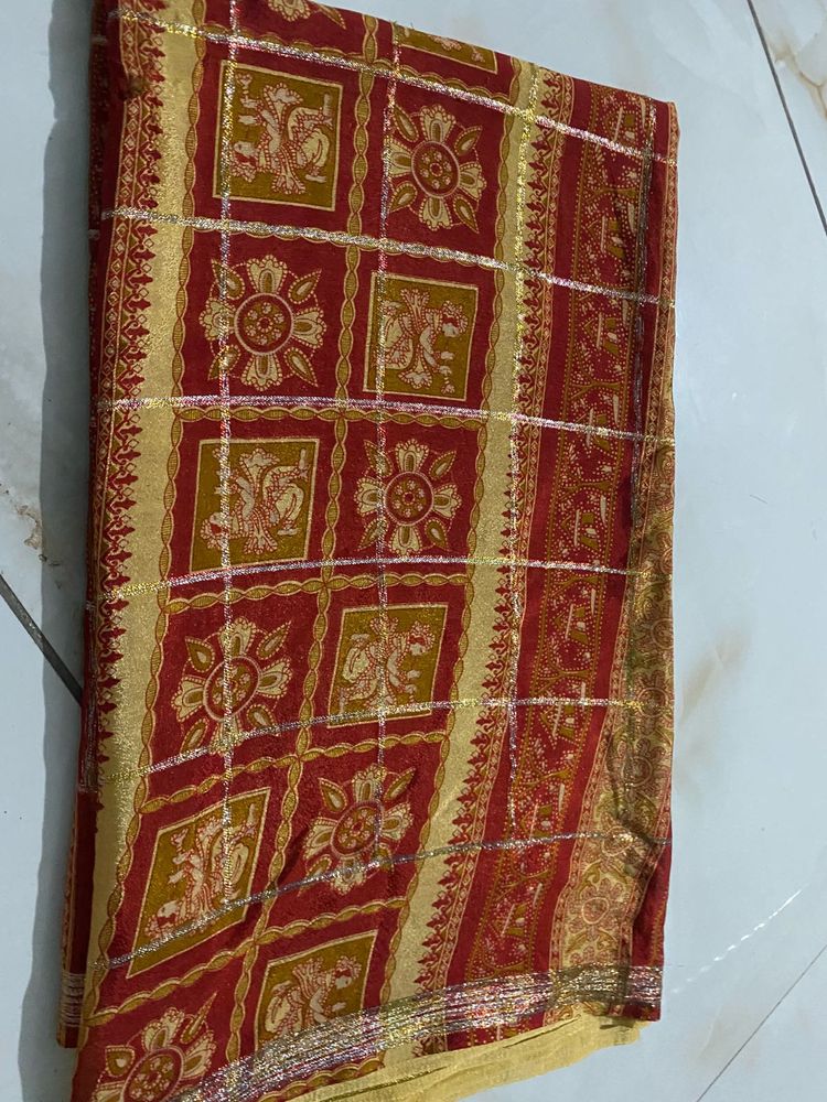 Red &amp; Gold Saree