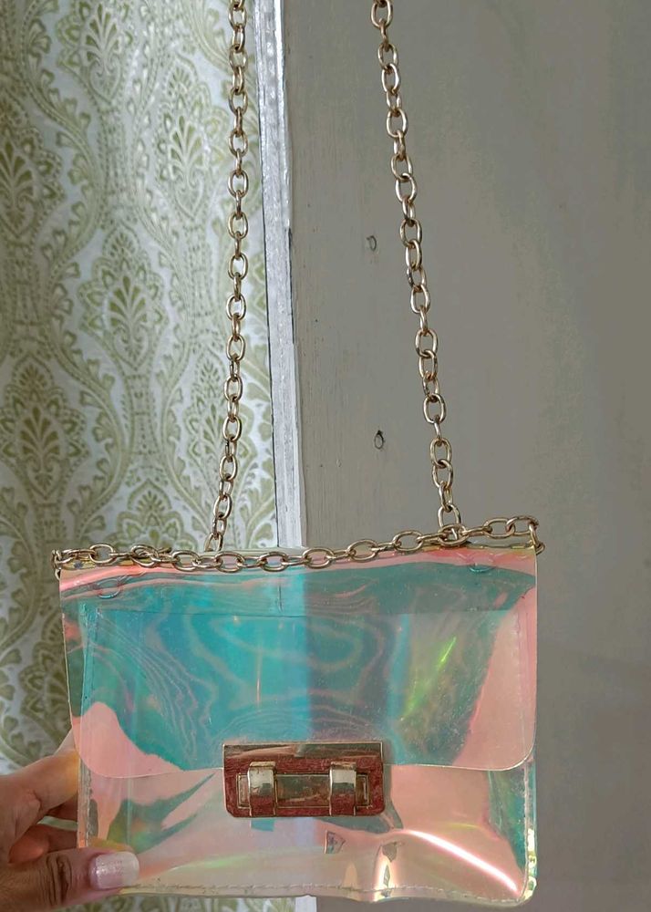 Iridescent Chain Crossbody Bag