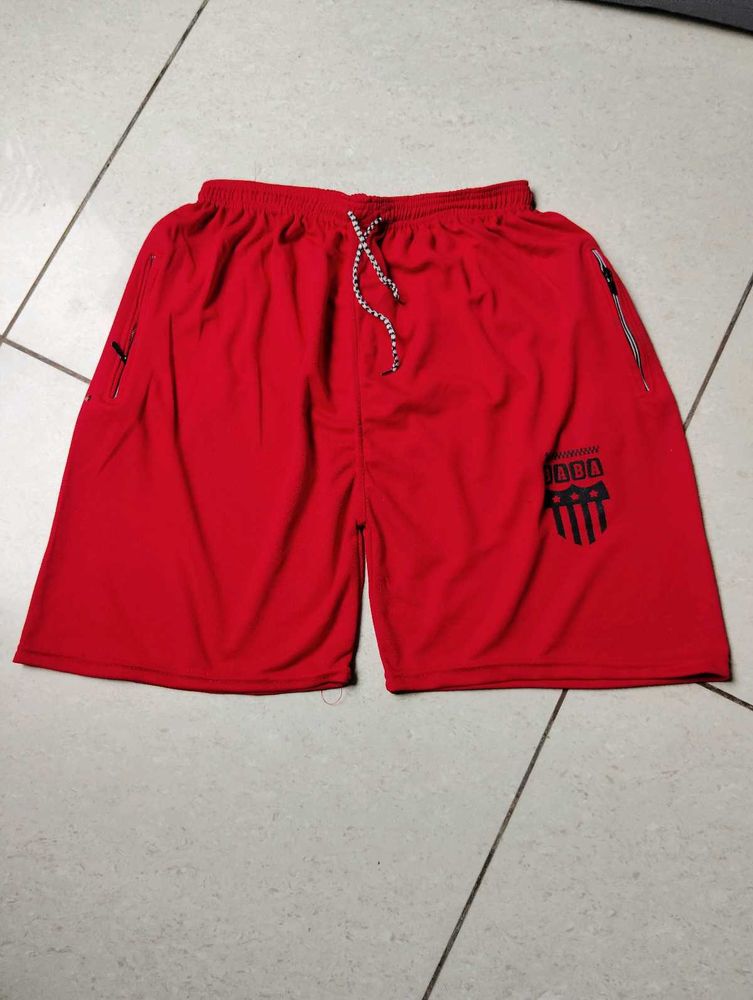 Red Athletic Shorts with Pockets