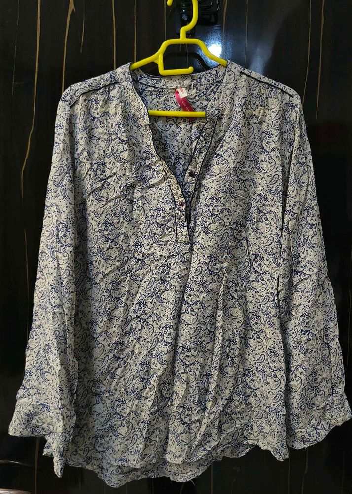 Patterned Long Sleeve Blouse