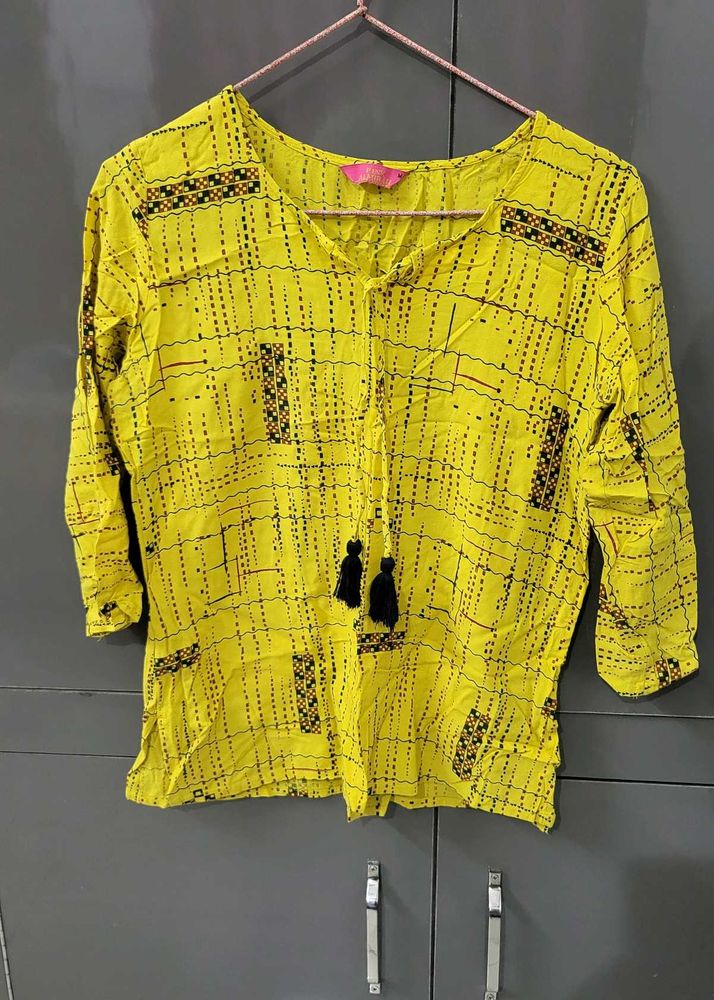 Yellow Printed Kurta