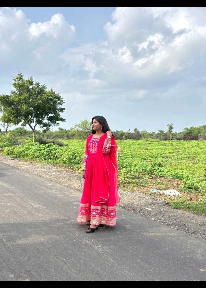 Vibrant Pink Embroidered Anarkali Gown