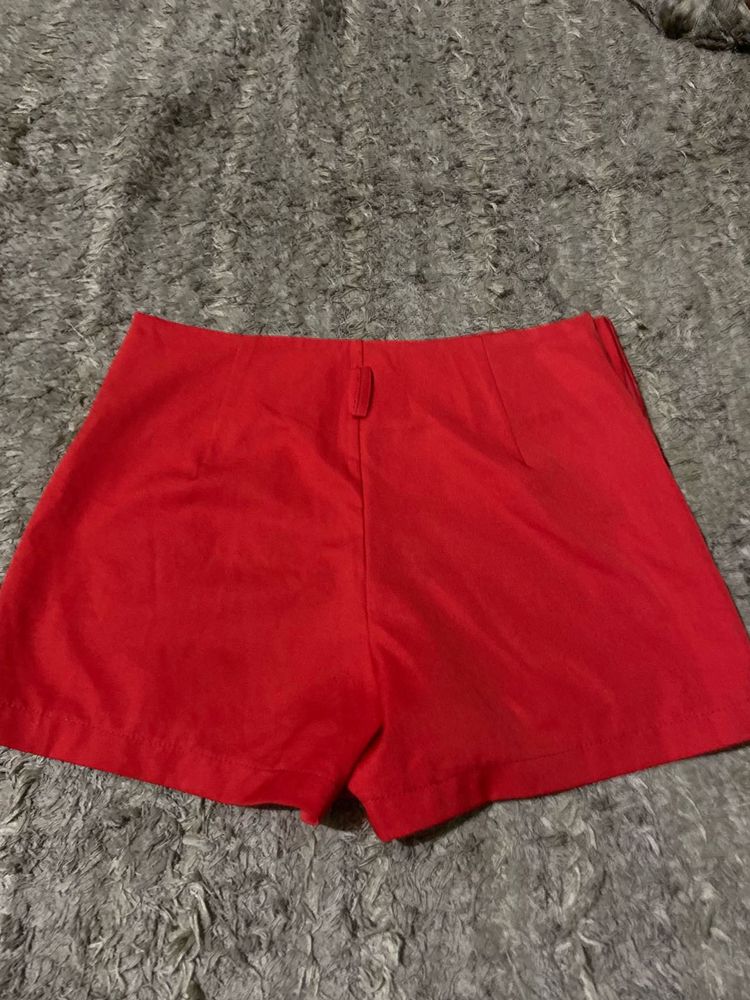 Red High-Waisted Shorts