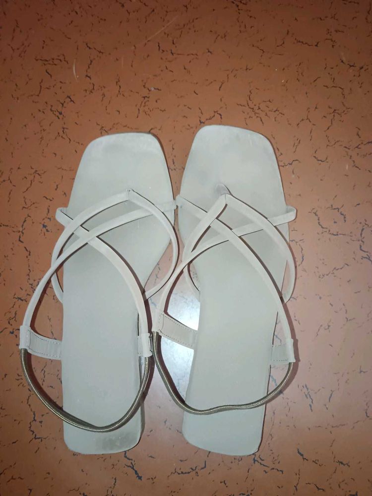 Stylish Beige Strappy Flat Sandals