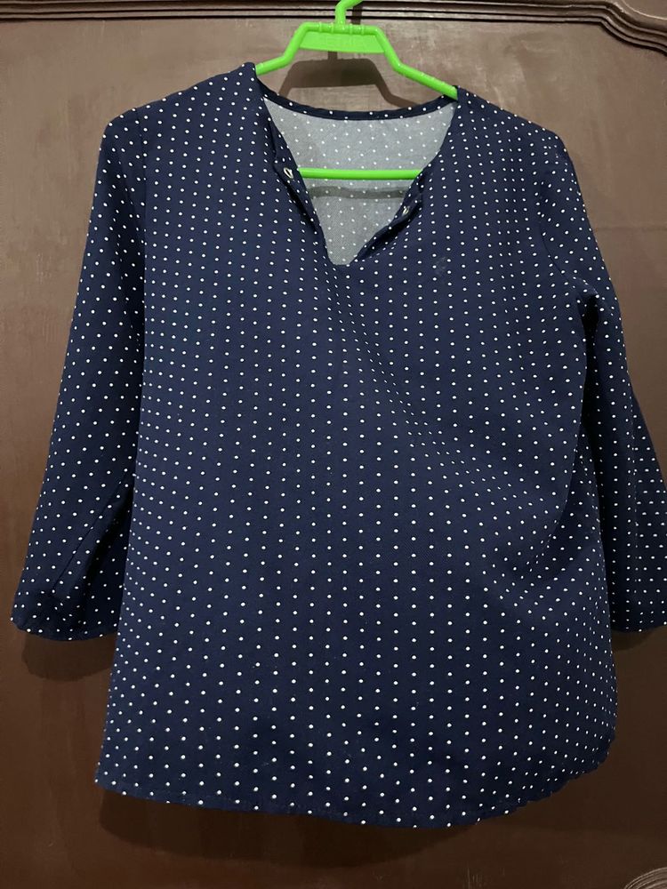 Classic Navy Polka Dot top