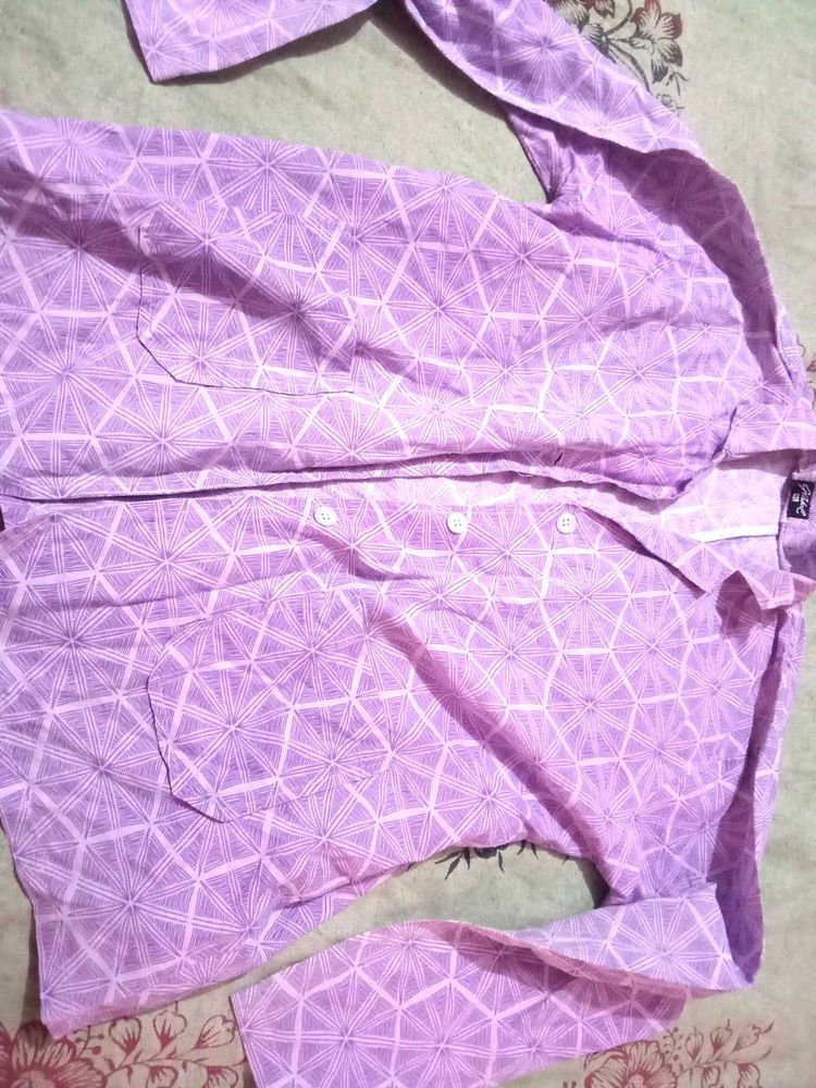 Men's Purple Geometric Print Shirt