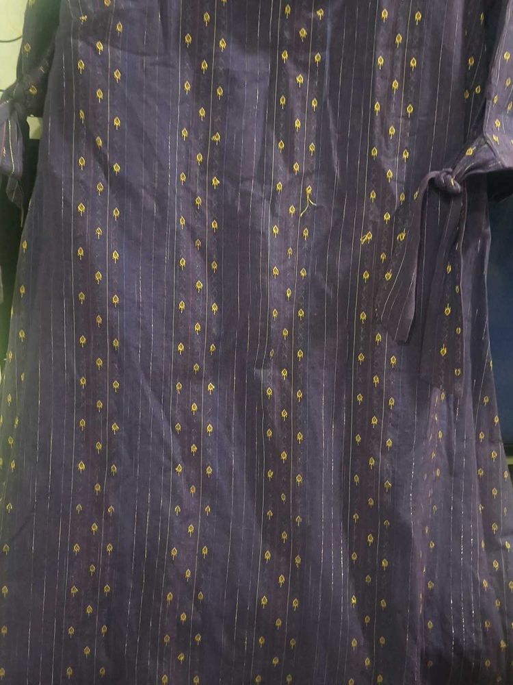 Elegant Purple Kurta with Golden Print