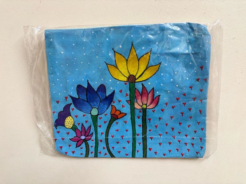 Floral hand painted pouch