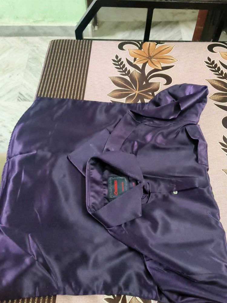 Men's Purple Satin Shirt