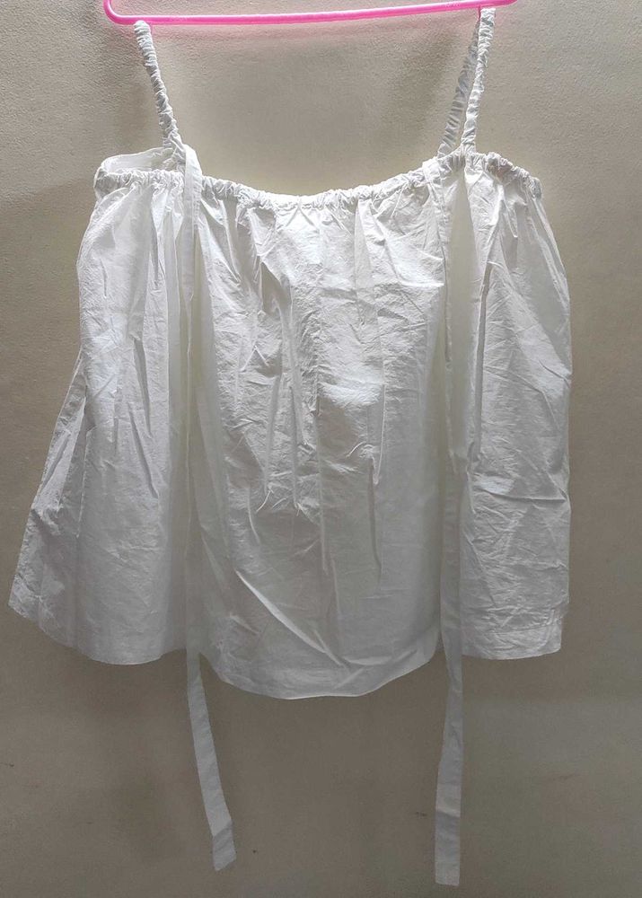 Off-Shoulder White Cotton Top