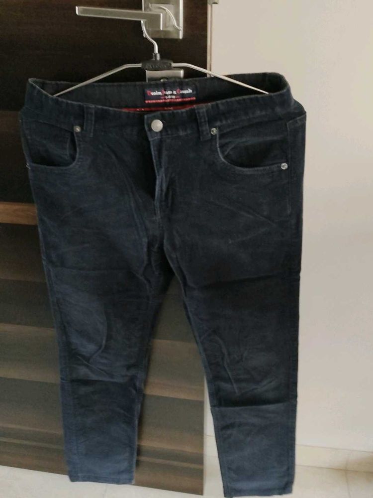 Stylish Dark Blue Corduroy Pants