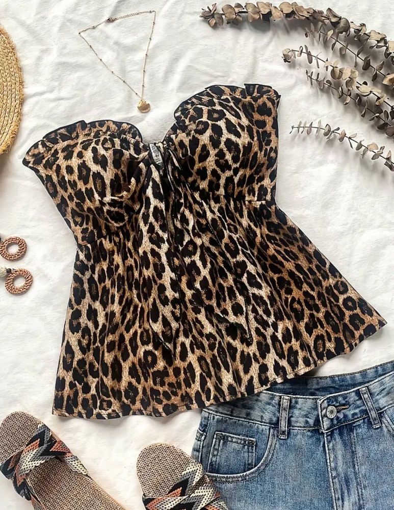 cheeta print peplum top