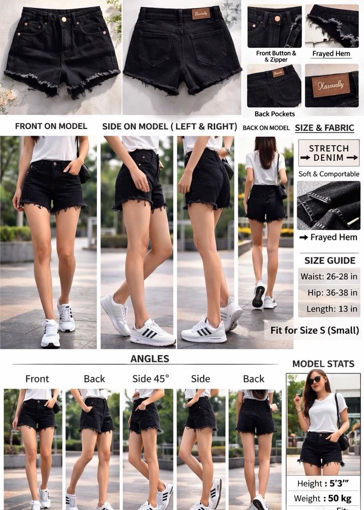 Cute Girl Kausually black shorts