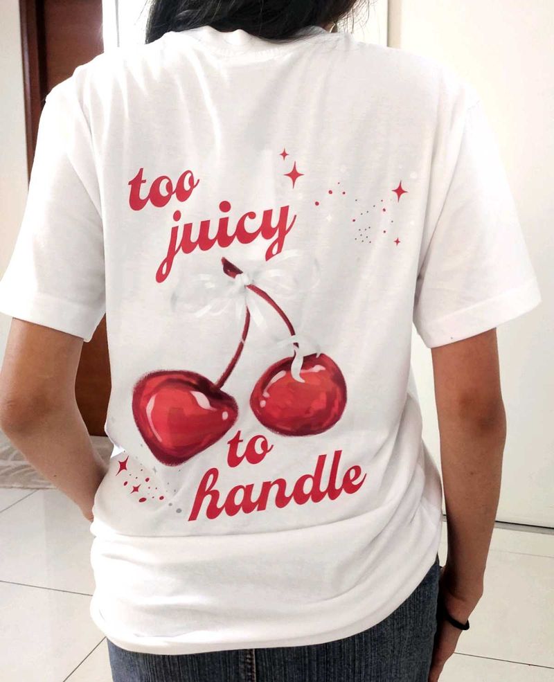 Too Juicy to Handle Cherry Print T-Shirt 🍒
