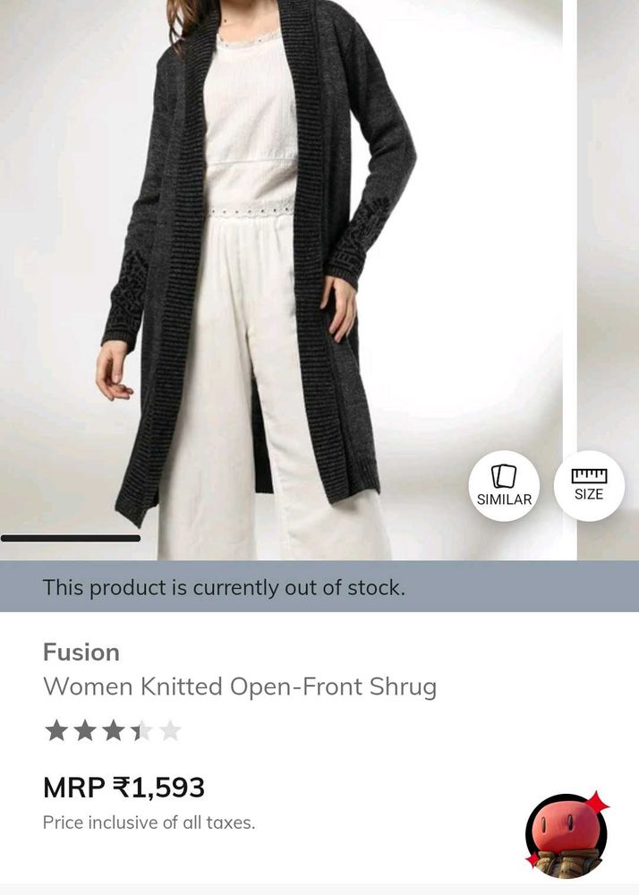 fusion Women Knitted Open-Front Shrug/ sweater