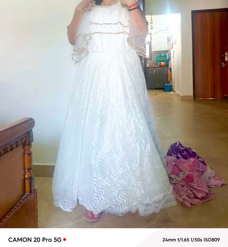Elegant White Ethnic Gown