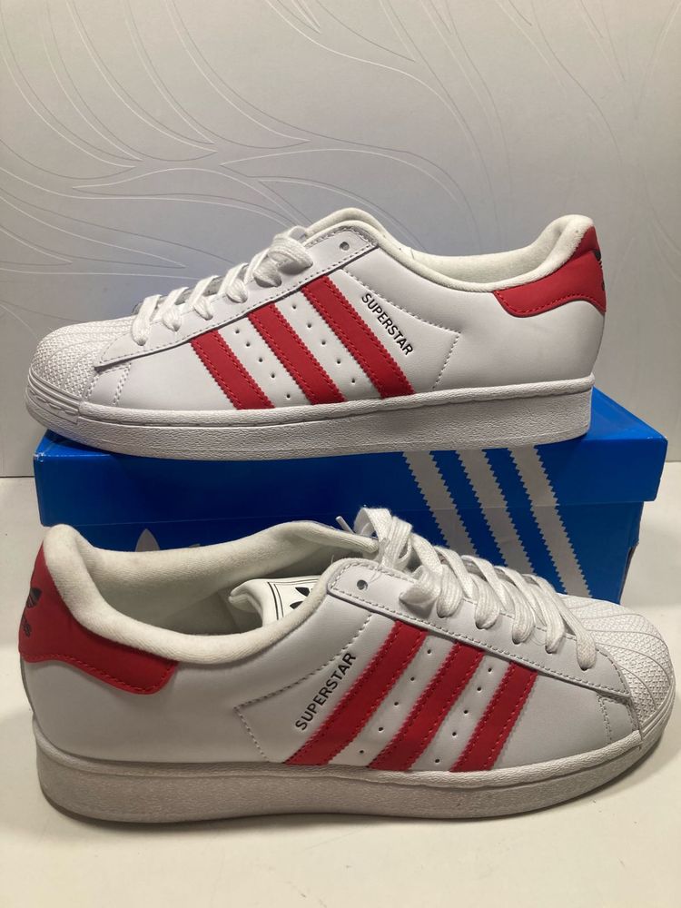 Adidas Superstar White Red Stripes Sneakers