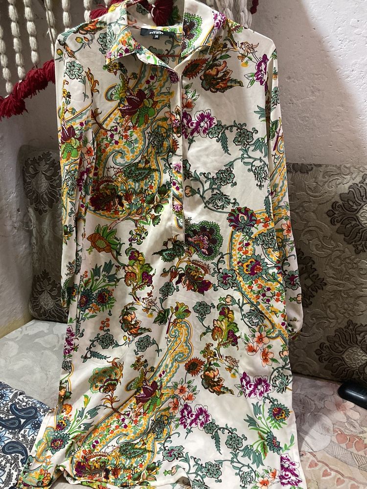 White Printed Summer Dress For Women