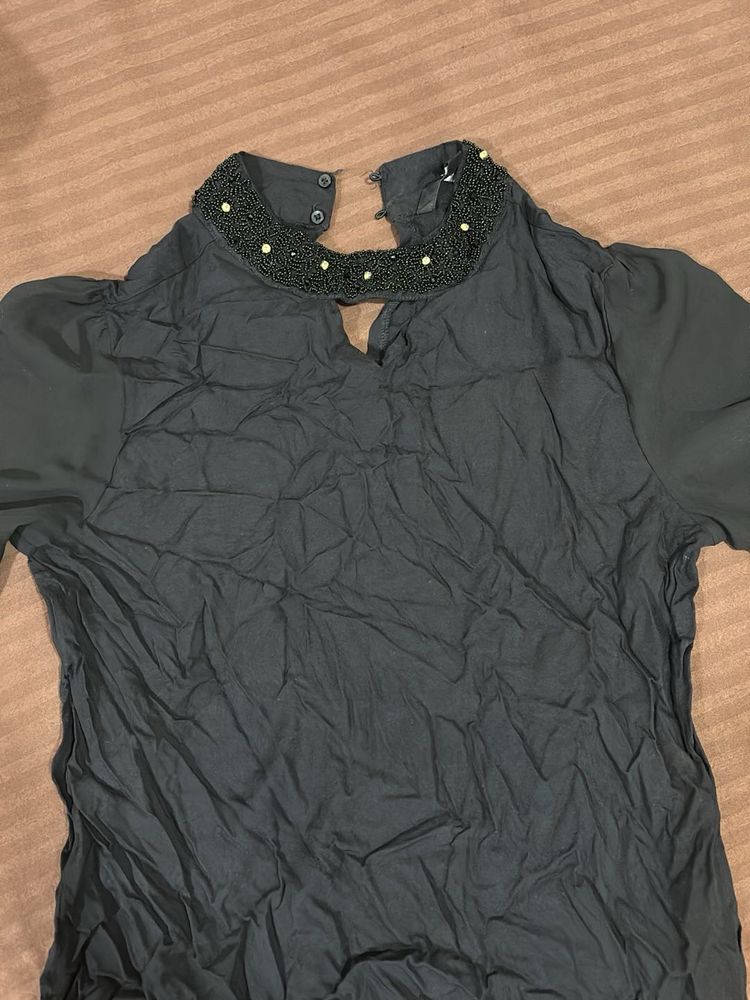 Elegant Beaded Neckline Top