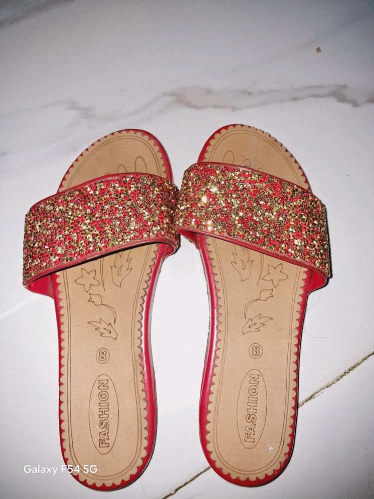 Red Color Party Wear Sandals