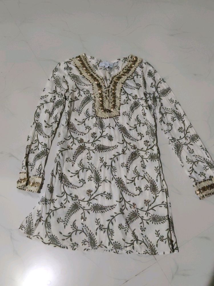 Hand Work Party Brand Short Kurti
