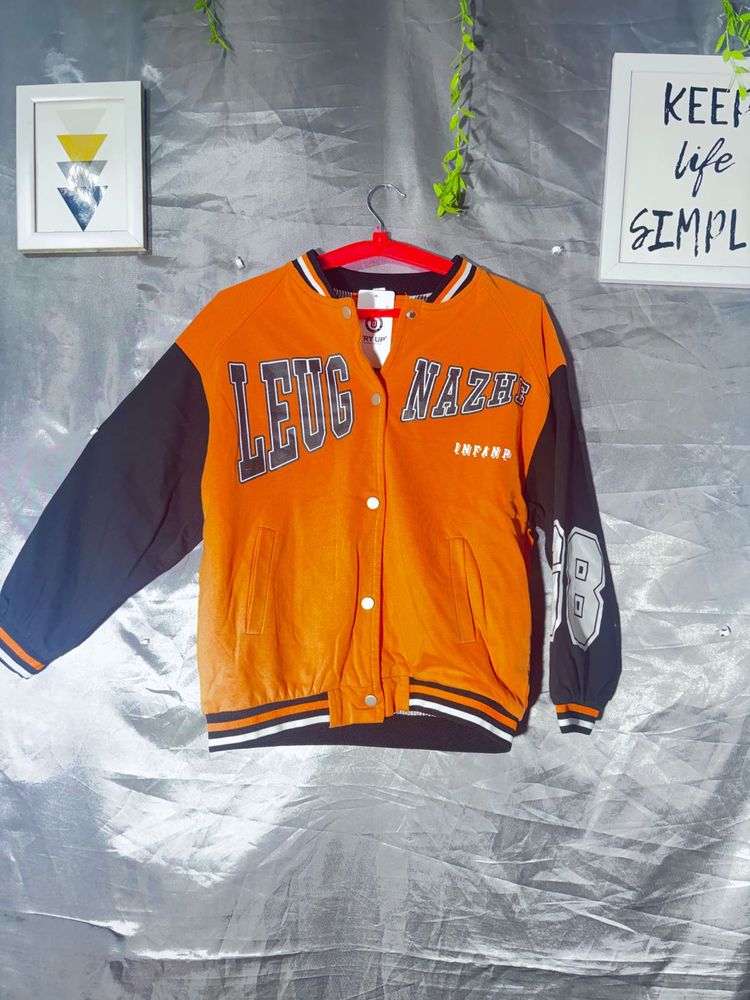 Orange &amp; Navy Varsity Jacket
