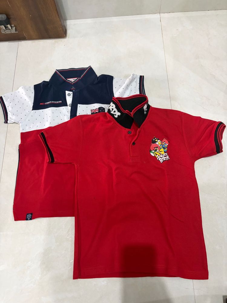 2 Kids Polo Shirts - Red &amp; Blue