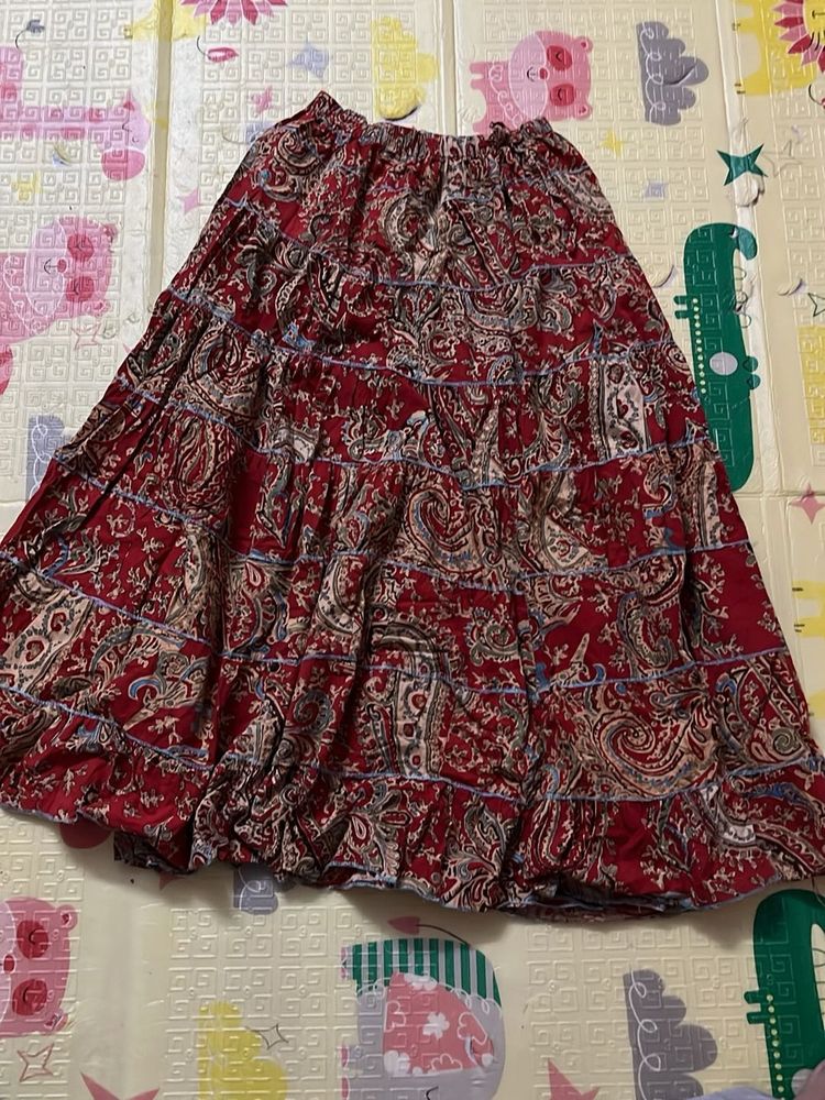 Boho Paisley Print Tiered Maxi Skirt
