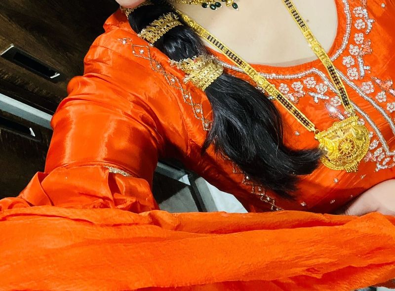 Vibrant Orange  Embroidery tailor fency suit