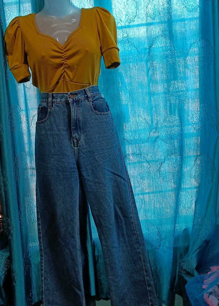 Wide Leg Denim Jeans