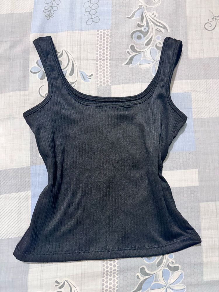 Ribbed Square Neck Tank Top