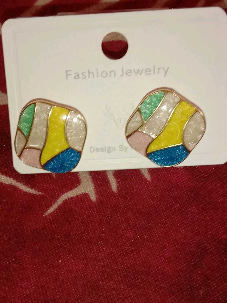 Abstract Geometric Enamel Earrings
