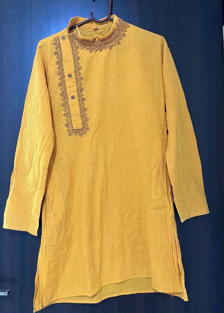 Yellow Embroidered Kurta