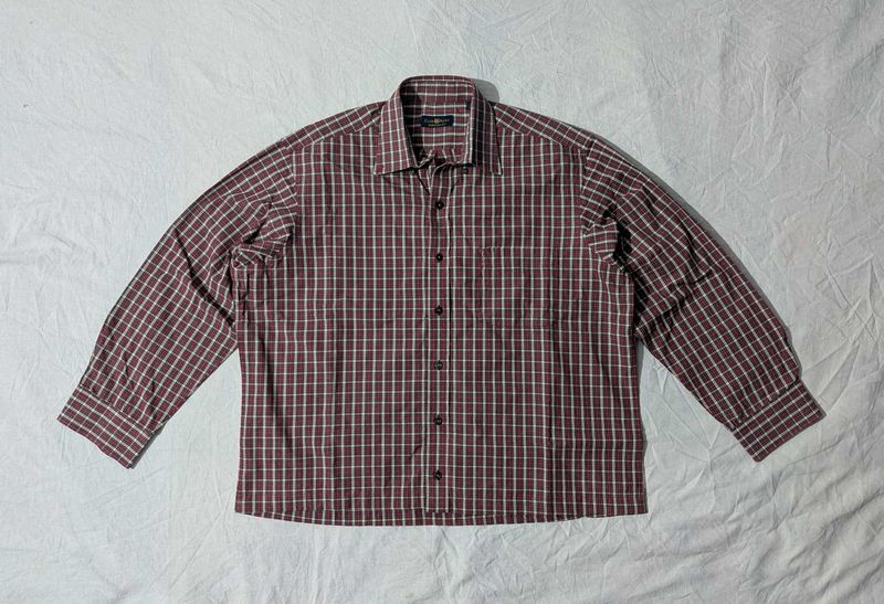 Boxy fit Men's Plaid Long Sleeve Shirt