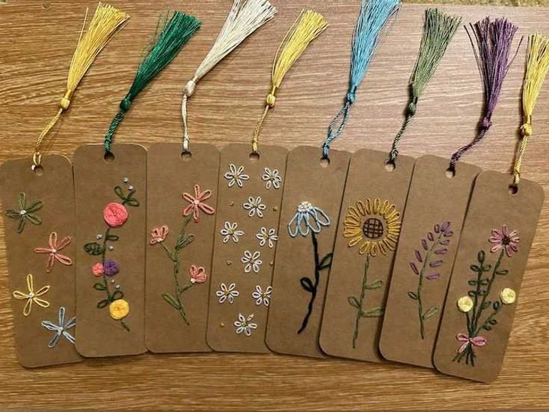Handmade Embroidered Floral Bookmarks(2)