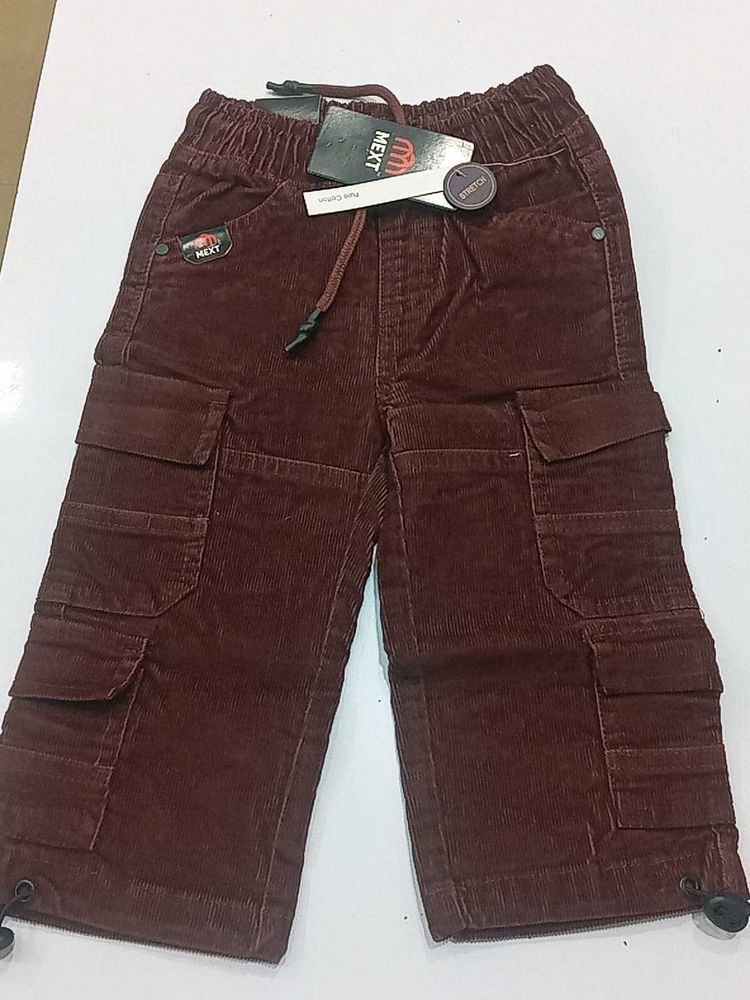 Boys Brown&amp;beige  Corduroy Cargo Pants