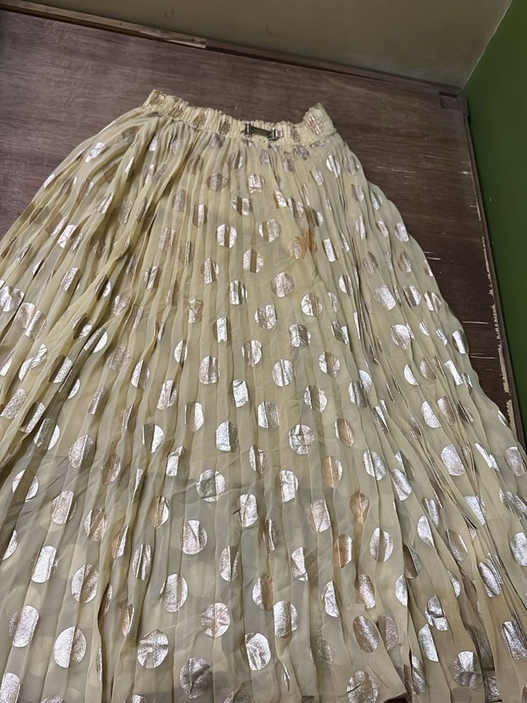 Pleated Polka Dot Ethnic Skirt for Navratri