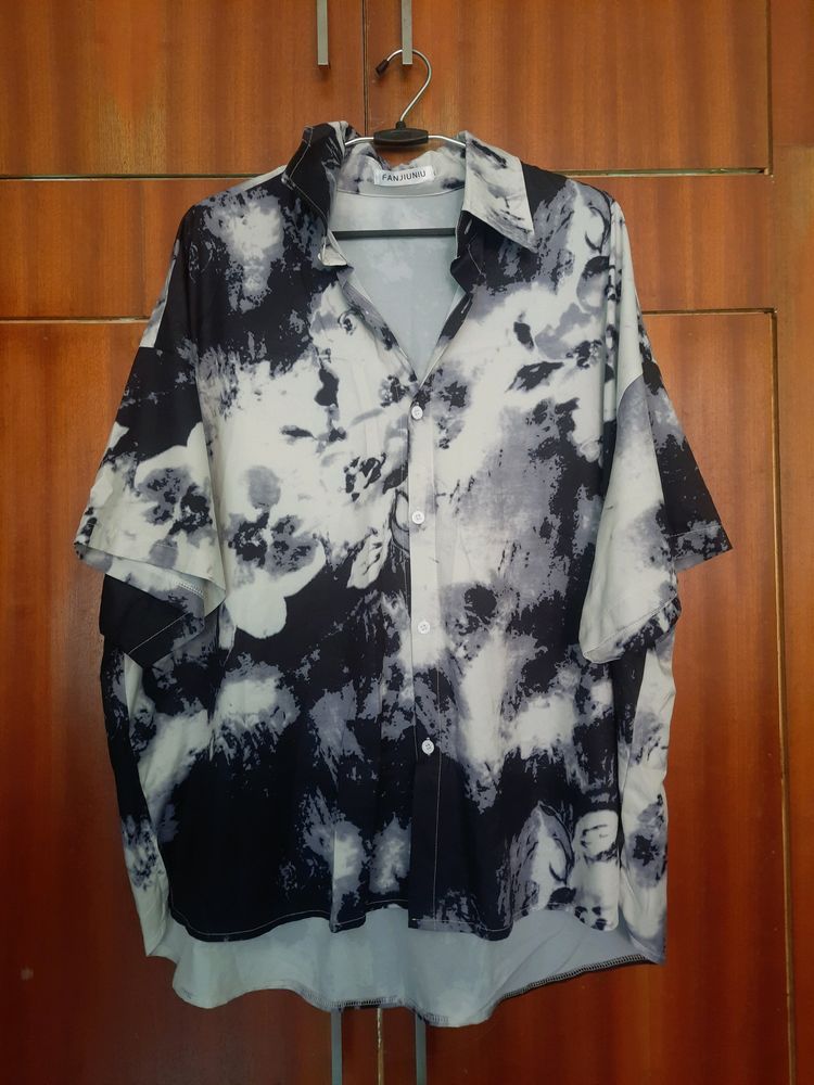 Unisex Tie Dye Oversized Shirt Black, White N G