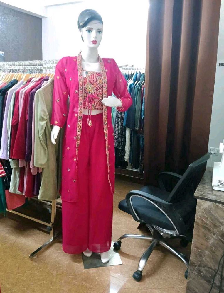 Pink Ethnic Kurta Set with Jacket