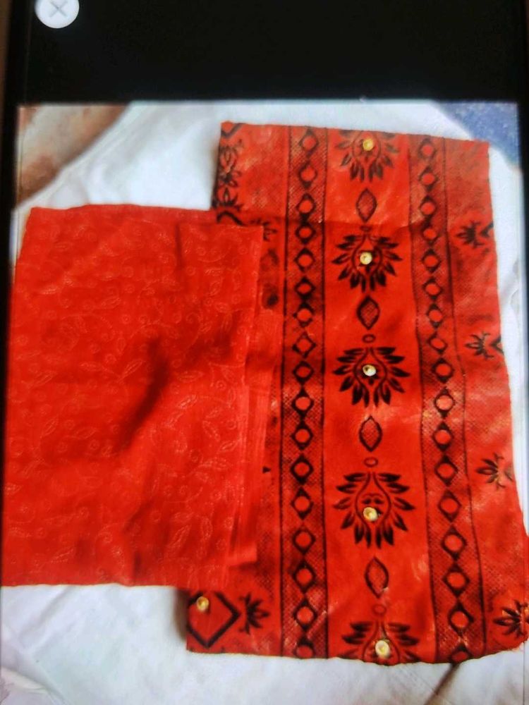 Orange Printed Kurta Set