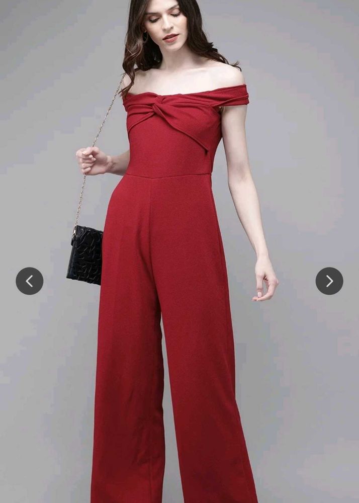 Chic Red Off-Shoulder Jumpsuit