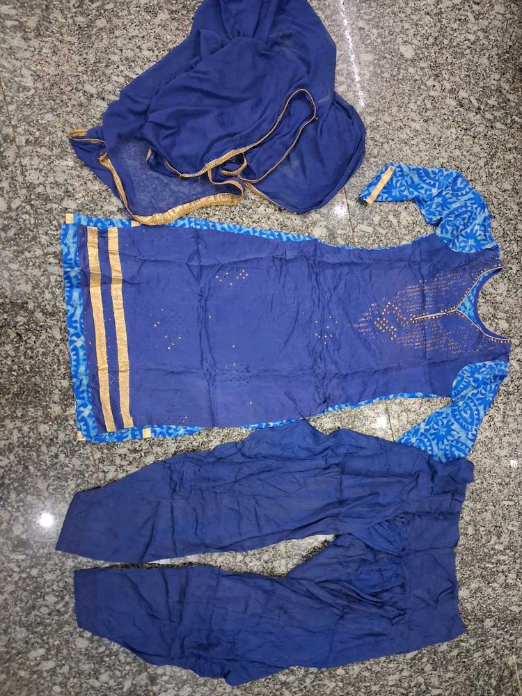 Blue Kurta Set with Dupatta