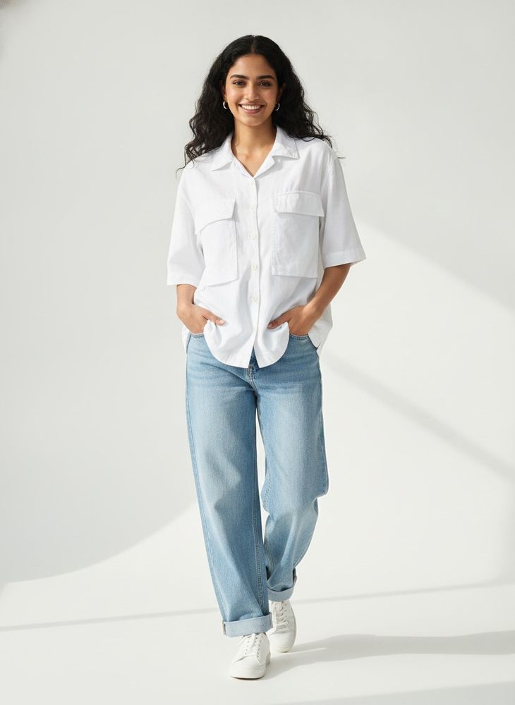 NUON by Westside Oversized Boxy Fit Cotton Shirt